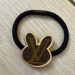 New upcycled Louis Vuitton Brown and Gold Bunny Hair Tie